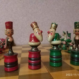 Chess pieces are hand-made at the art factory of the former USSR.