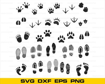 Footprints SVG Bundle Clipart Cut Files For Silhouette Vector Svg Dxf Png Eps Illusration Pet
