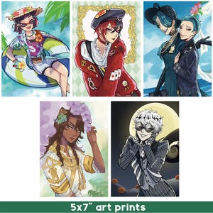 TWISTED WONDERLAND 5x7&quot; Art Prints - Riddle, Lilia, Skully, Georgina & Jade, Leona
