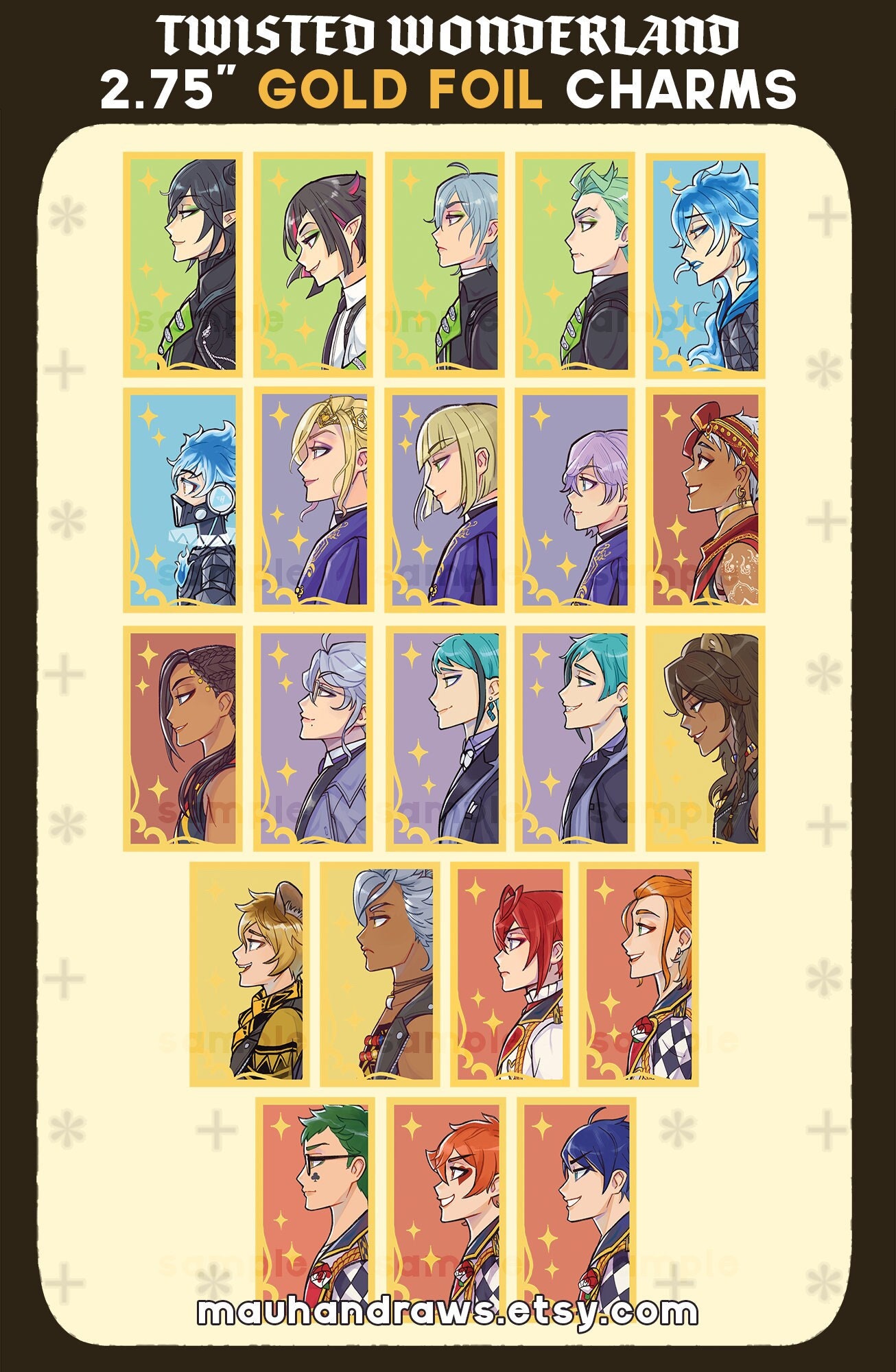 LAST CHANCE - Twisted Wonderland Gold Foil Acrylic Charms/Keychains