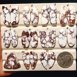 Designer  Natural Wild Horse Matched Pair- Top Wild Horse Cabochon-Loose Gemstone for jewelry making Stones- (01-11) MI-1