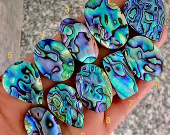 Een kwaliteit natuurlijke abaloneschelp cabochon-regenboogflits abaloneschelp losse edelsteen sieraden maken stenen (1-10)