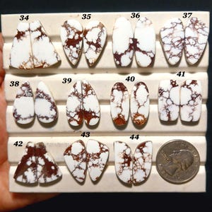 Designer  Natural Wild Horse Matched Pair- Top Wild Horse Cabochon-Loose Gemstone for jewelry making Stones- (34-44) MI-4