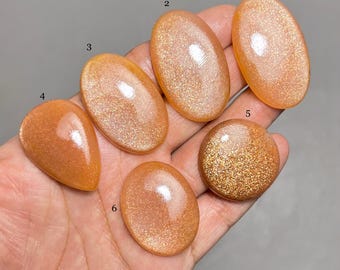Piedra solar color melocotón, piedra lunar, cabujón 100% natural, piedra solar de primera calidad, piedra lunar suelta, gemas para la fabricación de joyas, código de piedras-98