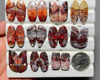 Crazy lace agate Matched Pair Cabochon Loose Gemstone for jewelry making Stones code