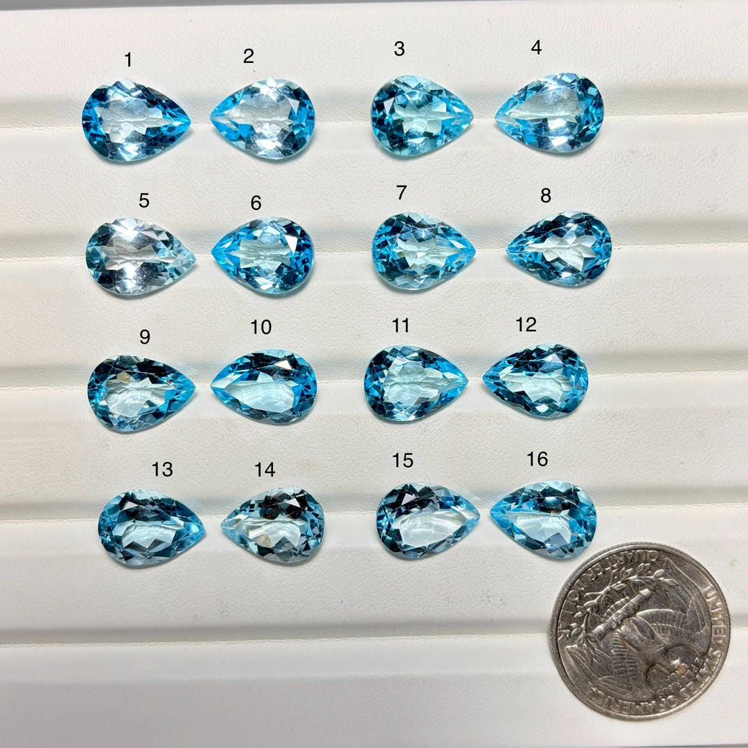 A One Quality Light Blue Topaz Pear Shape Faceted Gemstones-blue Topaz ...