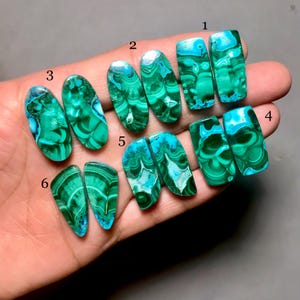 AAA Natural Chrysocolla Malachite Matched Pair Chrysocolla Malachite Loose Gemstone for jewelry making stones-A-(01-48)
