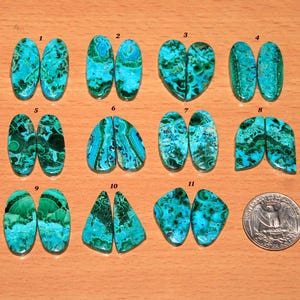 Natural Chrysocolla Malachite Pair-Chrysocolla Malachite-Loose Gemstone for Earrings silver jewelry making Stones-SM (1-33)