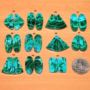 Top Chrysocolla Malachite Pair-Chrysocolla Malachite-Loose Gemstone for Earrings silver jewelry making Stones-SM (34-55)