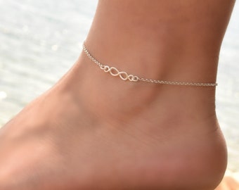 Best friend bracelet Something blue anklet Infinity jewelry Friendship anklets Sister bracelets BFF anklets Pearl infinity anklet