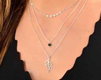 Layered Multi Chain Necklace Set, Silver Multi Strand Necklace, Layered Silver Boho Necklace Set, Sterling Silver Necklaces for Women