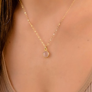 Dainty Rose Quartz Stone Gold Necklace, Gold Necklaces for Women, Rose Quartz Stone Pendant Necklace, Natural Stone Necklace for Women