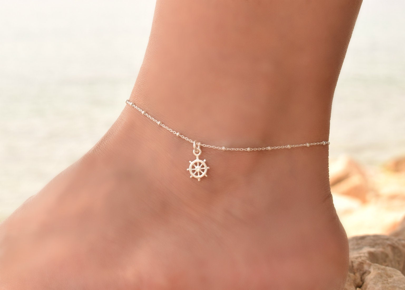 Tobilleras playa de plata para mujer tobillera Boho de - Etsy