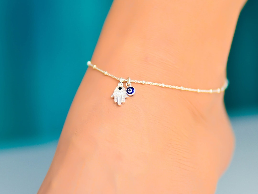 Hamsa Evil Eye Anklet, Anklet, Ankle Bracelet, Anklets for Women