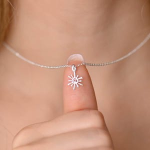 Dainty Simple Sun Sterling Silver Pendant Necklace, Dainty Silver Necklace, Sterling Silver Necklaces for Women
