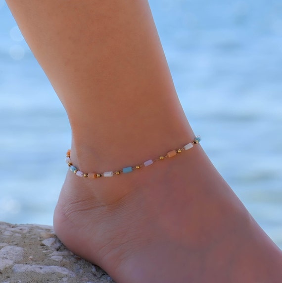 Boho Beaded Beach Anklet, Anklets for Women, Ankle Bracelet for Women, Beaded  Ankle Bracelet, Stainless Steel Anklet - Etsy