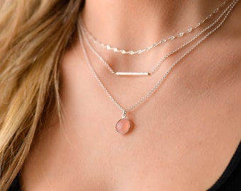 ☆ENGBROX☆ silver925 luscent cubic layered necklace EBNL250 Multi Layer Black Onyx Necklace, Multi Strand Necklaces