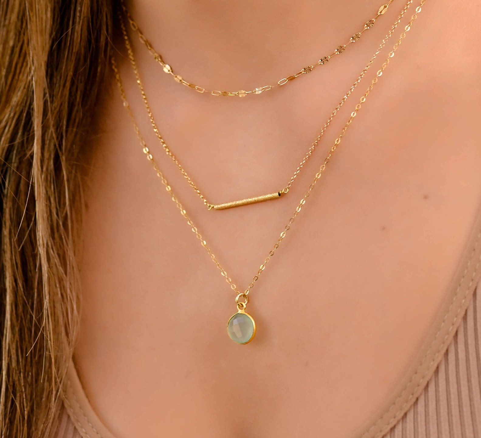 Multi Layer Stone Necklace, Strand Necklaces, Layered Necklace Set Gold, Boho Necklaces For Women, Gold