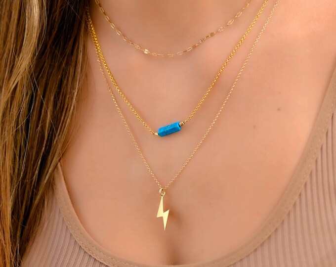 Gelaagde gouden turquoise bar ketting set, multi streng kettingen, gelaagde kettingen voor vrouwen, Boho ketting voor vrouwen, triple layer ketting