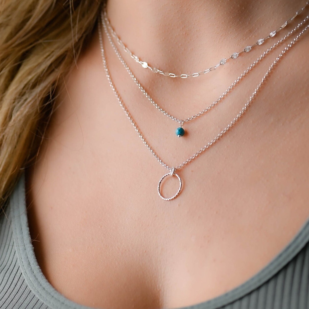 【mnem】silver) layered necklace Layered Silver Multi Chain Necklace Set, Silver Multi Strand