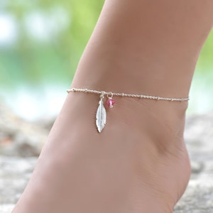 Feather Anklet Boho, Silver Anklets for Women, Anklet, Ankle Bracelet for Women, Ankle Bracelet Boho, Anklet Charm, Boho Jewelry
