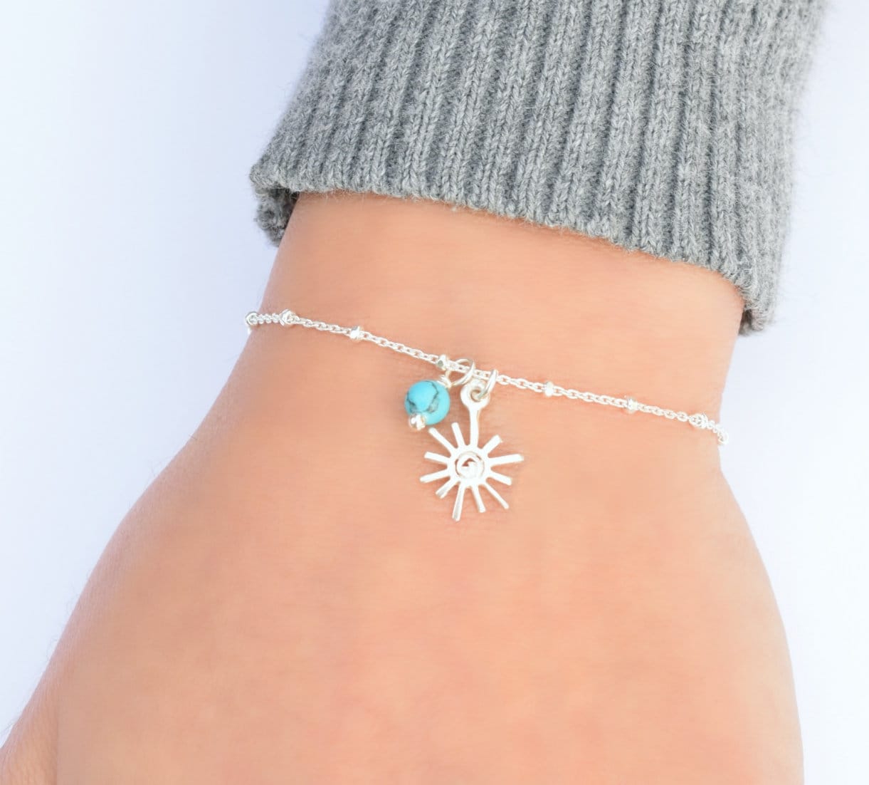 Sun and Moon Bracelet, Sterling Silver Bracelet for Women