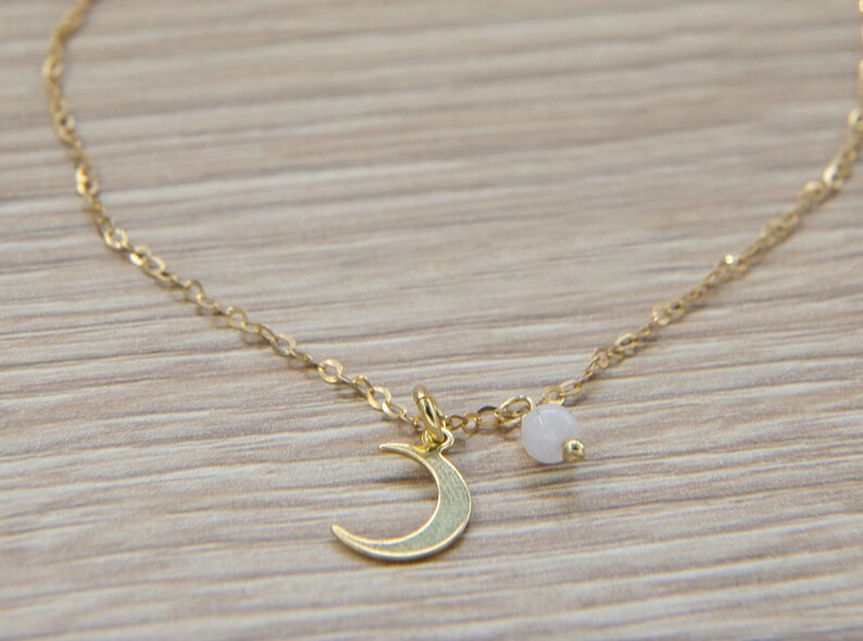 Moon Necklace Minimal Necklace Gold Moon Necklace Moon Turquoise Necklace Celestial Jewelry Simple Gold Necklace Tiny Moon Necklace