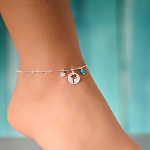 Palm Tree Anklet, Ankle Bracelet, Sterling Silver Anklet, Ankle Bracelets for Women, Beach Ankle Bracelet image 3