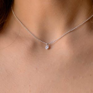 Zierliche kleine CZ Anhänger Silberkette, Halsketten für Frauen, Minimalist Cz Halskette, Minimal Cz Halskette für Frauen Sterling Silber
