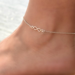 Tobillera infinita, tobillera, pulsera delicada de tobillera, pulsera de tobillera de plata esterlina, plata de tobillera delicada, tobilleras para mujer, joyería de tobillera