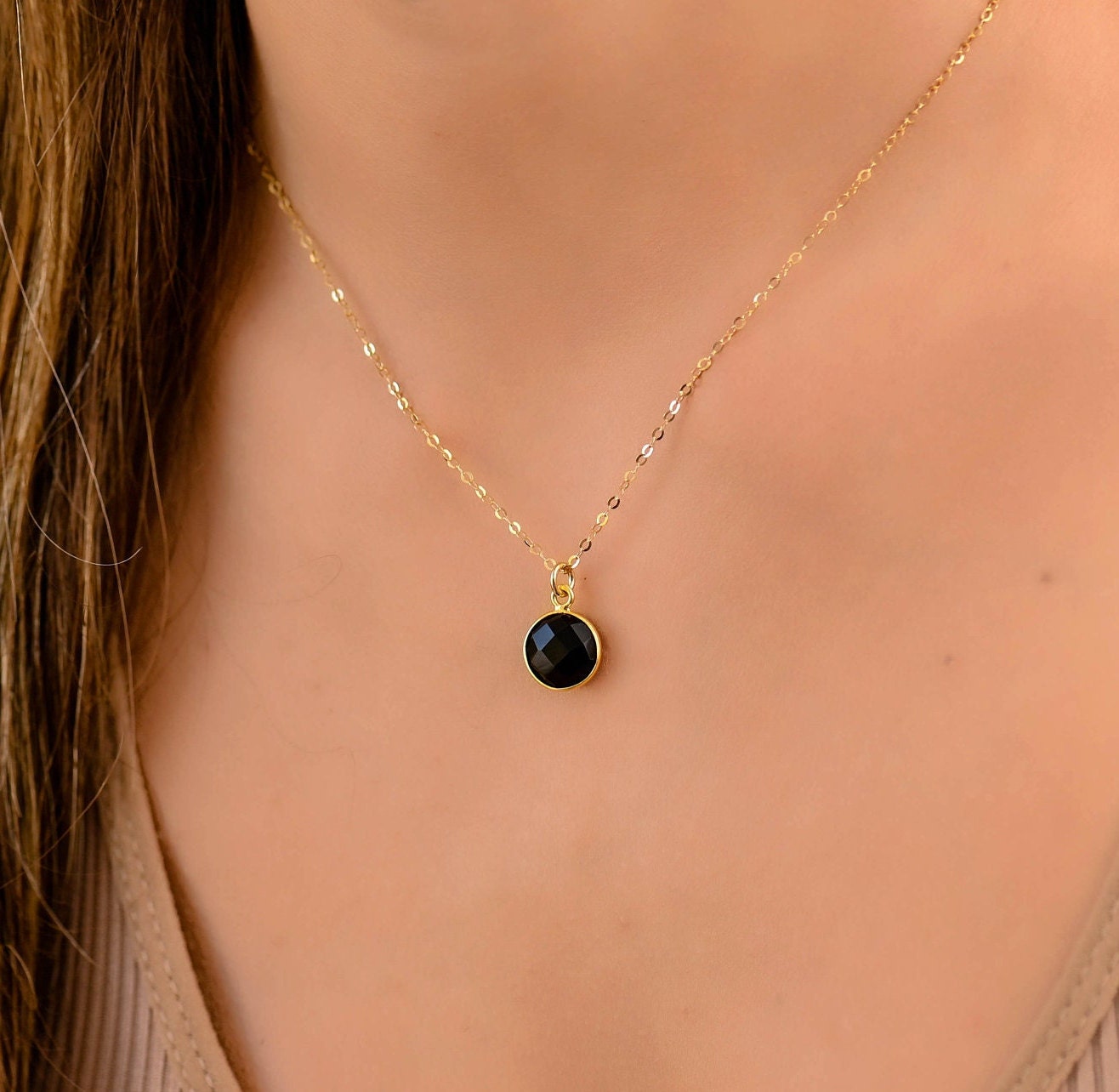 Black Onyx Necklace, Onyx Necklace, Gold Necklaces for Women