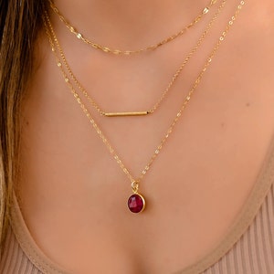 Multi Layer Rubin Halskette, Multi Strand Halsketten, Layered Halskette Set Gold, Boho Halsketten für Frauen, Layered Stein Gold Halskette Set