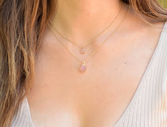 Rose Quartz Necklace Gold Dainty Gold Necklaces for Women