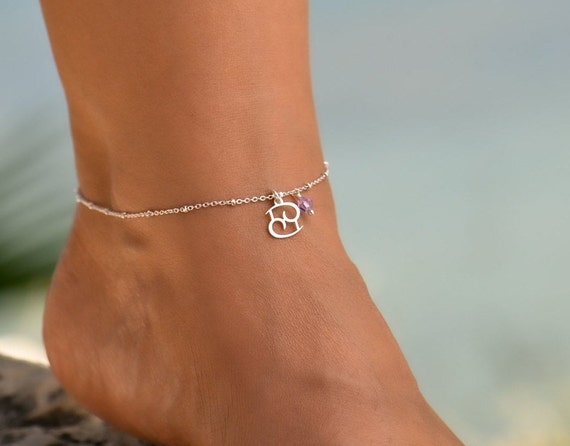 Cavigliera a catena in argento sterling con chiusura a cuore bracciale alla caviglia scintillante regalo per le donne Gioielli Gioielli per il corpo Cavigliere fatto a mano nel Regno Unito dimensioni personalizzate 