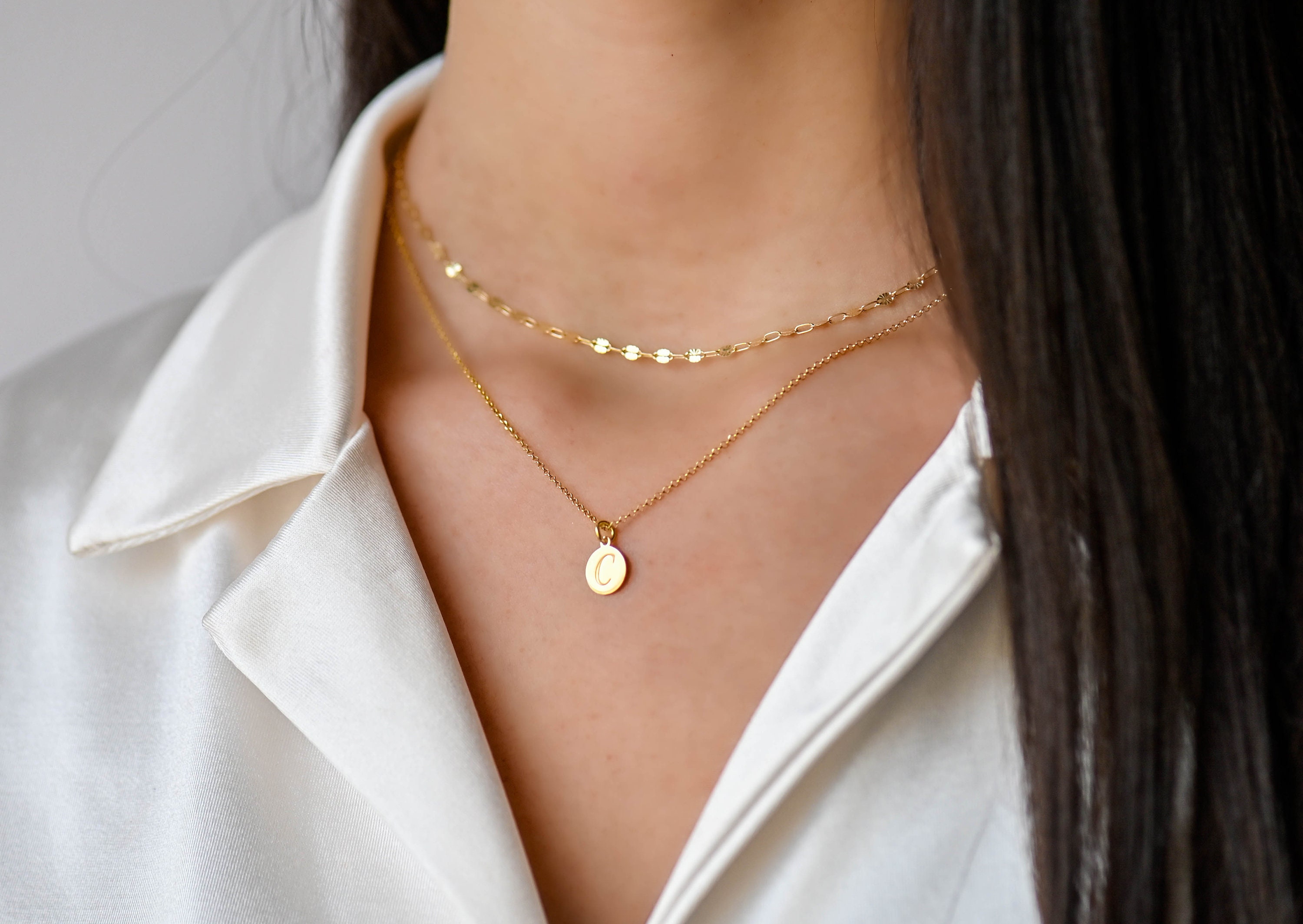 FISSEN Jewelry Layered Initial Necklaces for Women 14K Gold Plated Letter Necklace Dainty Gold Layering Necklaces for Women Trendy Initial Choker