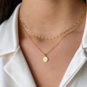 Double Layered Initial Necklace, Gold Necklaces for Women, Dainty Necklace Set Gold Initial, Personalized Layered Gold Letter Necklace