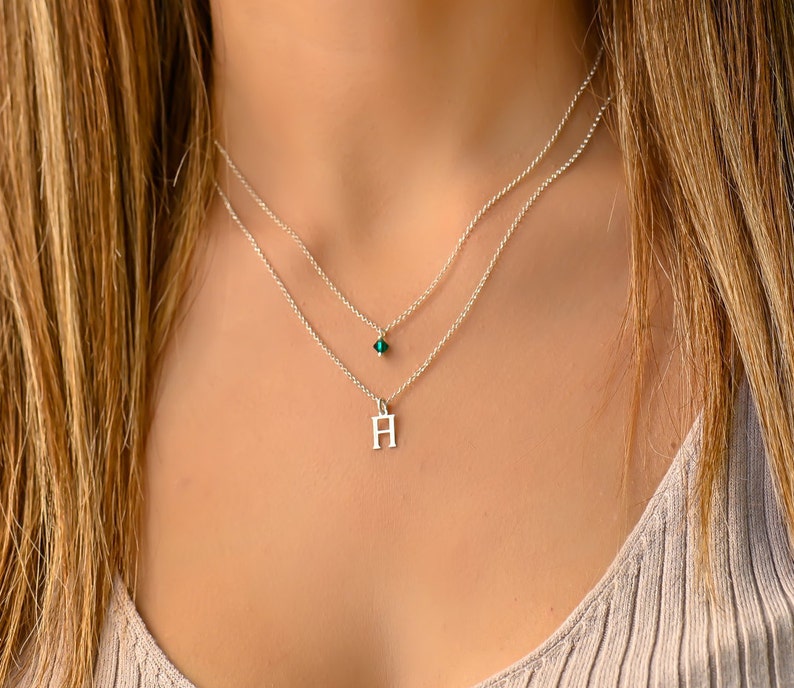 Layered Birthstone Necklaces for Women Layered Necklace Set Silver Taurus Zodiac Sign Necklace Double Layered Necklaces for Women