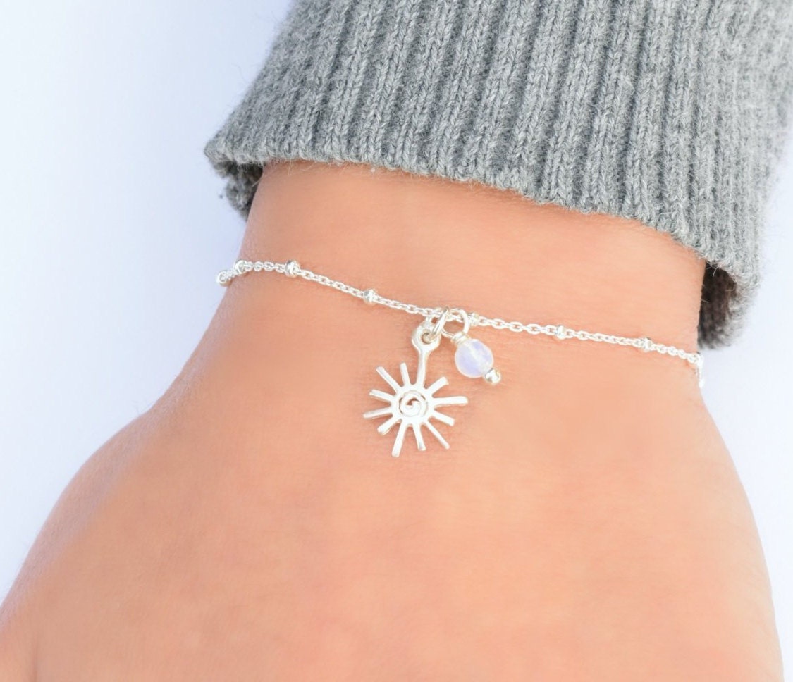 Vadmans Bracciale Sole E Luna In Argento Sterling 925, Ciondoli In Conchiglia Abalone, Gioiello Significativo Per Donne, Regalo Ideale In Scatola Regalo
