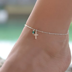 Cross Ankle Braceet, Ankle Bracelet, Silver Anklet, Silver Cross Anklet, Silver Anklets for Women, Anklet, Boho Anklets for Women
