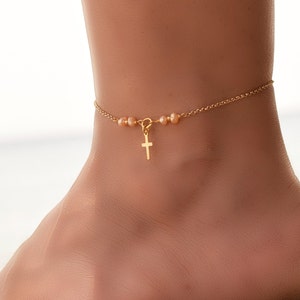 Gold Anklets for Women, Anklets for Women, Anklet, Dainty Gold Anklet, Gold Ankle Bracelet, Pearl Anklet, Cross Anklet, Dainty Jewelry
