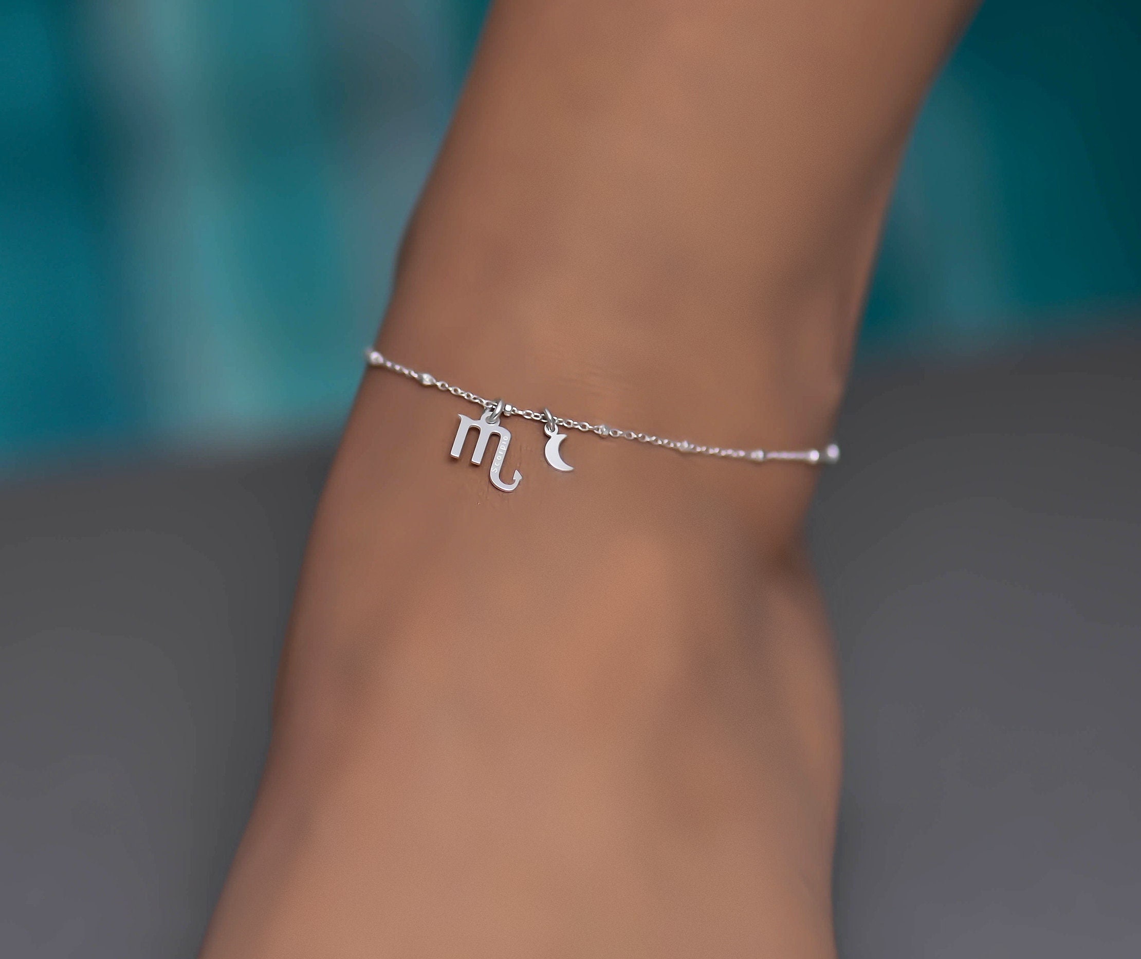 Scorpio Zodiac Moon Anklet Zodiac Birthday Gift Anklet Ankle