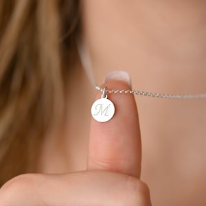 Sterling Silver initial Necklace-Cursive Initial Charm Letter