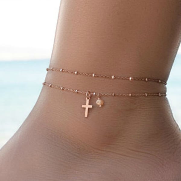 Cross Anklet Etsy
