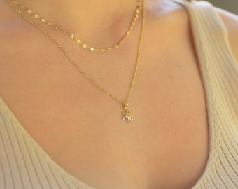 Dainty Sun Necklace Set, Layered Gold Necklace Set, Double Necklaces for Women, Layered Boho Necklace Set Gold, Minimal Gold layer Necklace