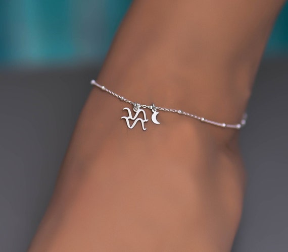 Buy Aquarius Moon Anklet Anklet Ankle Bracelet Anklets for