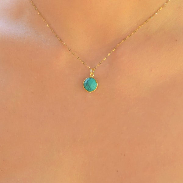 Dainty Gold Turquoise Necklace, Turquoise Stone Pendant Necklace, Gold Necklaces for Women, Natural Gemstone Necklace, Turquoise Jewelry