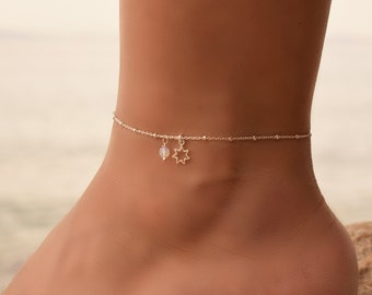 Dainty Silver Star Anklet, Dainty Anklets for Women, Silver Charm Anklet, Chain Anklet, Star Ankle Bracelet