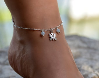 Vlinder enkelbandje sterlingzilver, zilveren enkelbanden voor vrouwen, boho enkelband, sterlingzilveren enkelband voor vrouwen, boho enkelband