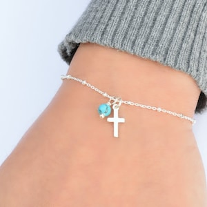 Sierlijke kruisarmband, kruisarmbanden voor vrouwen, bedelarmband sterlingzilver, kleine kruisarmband, religiearmband, religieuze sieraden