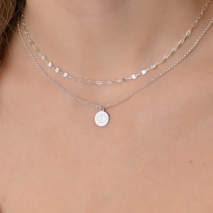 Doppelschichtige Anfangshalsketten-Set Silber, Layered Halskette, Silberhalsketten für Frauen, erste Schmuckset